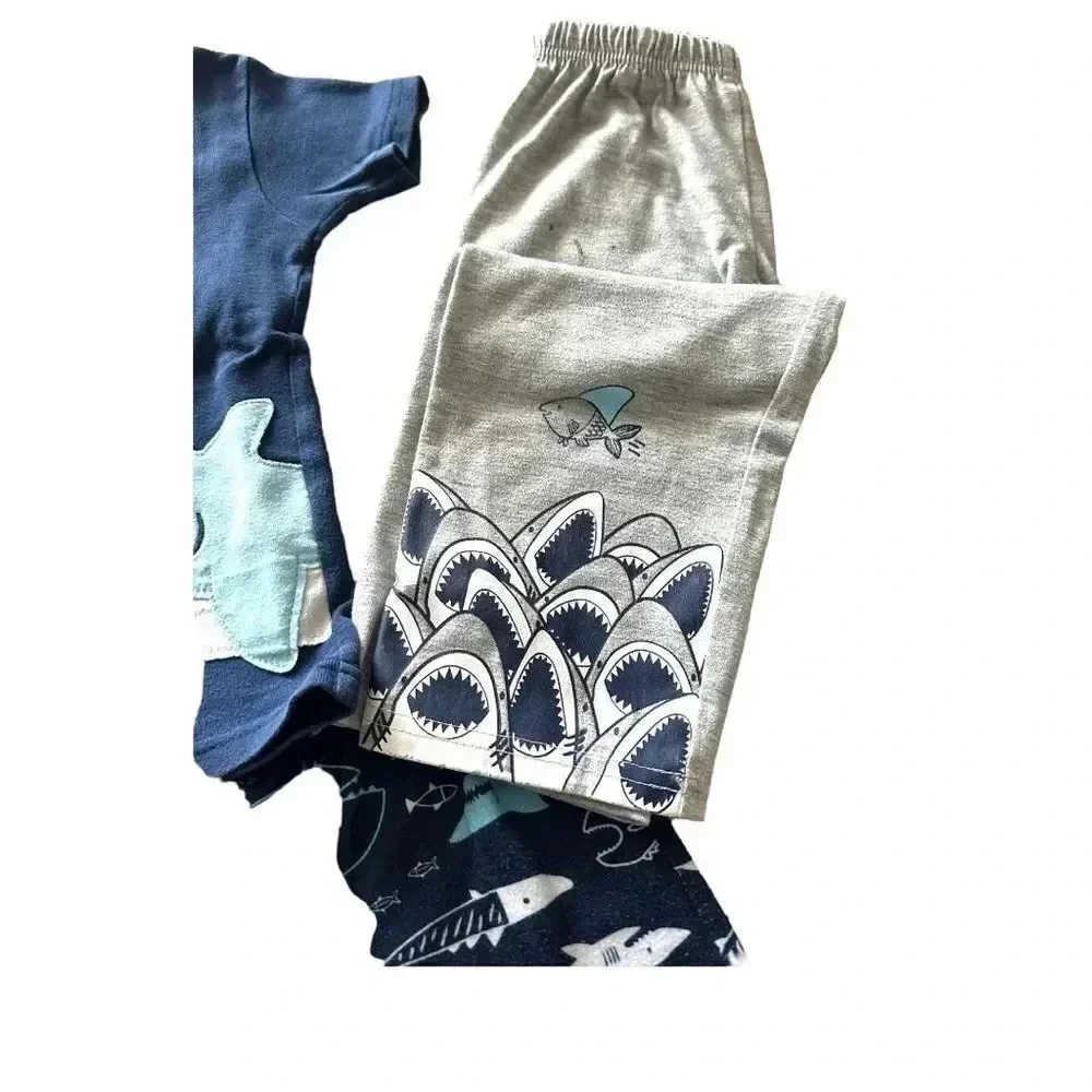 Carter’s pajama set dark blue short long pants and top shark themed size 4